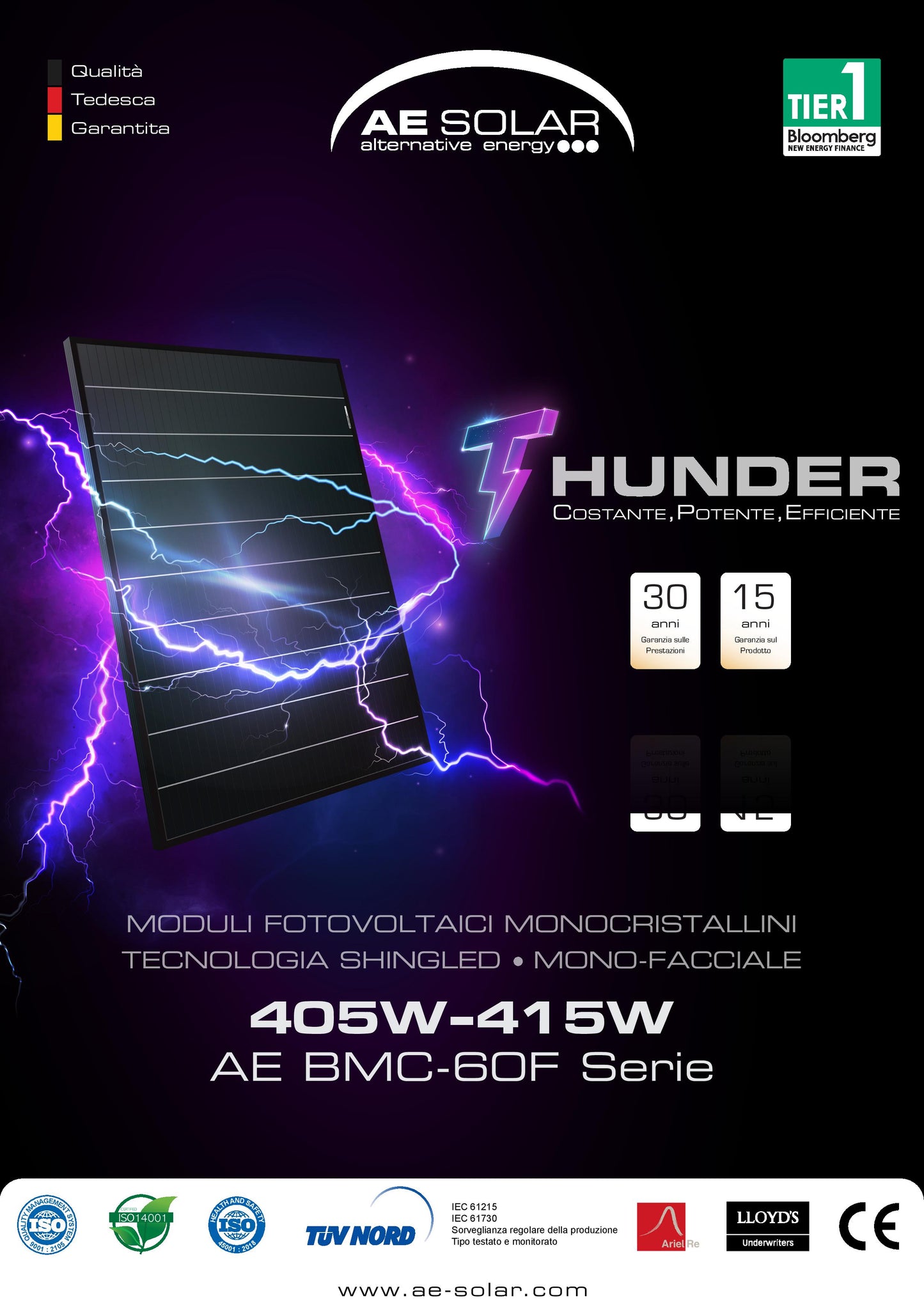 AE Solar AE415BMC-60F | Monocristallino PERC | Full Black - Contattare ufficio commerciale -