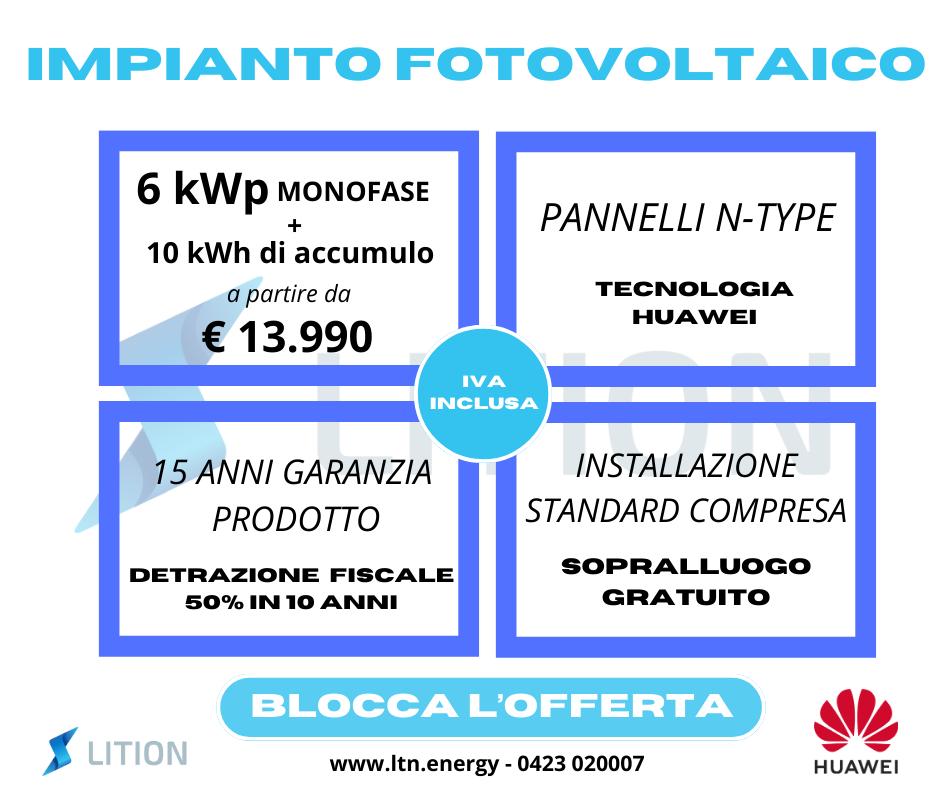 IMPIANTO FOTOVOLTAICO 6,23kW + 10kWh HUAWEI RESIDENZIALE