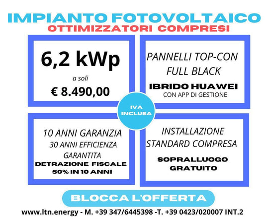 IMPIANTO FOTOVOLTAICO 6,2kWp HUAWEI + OTTIMIZZATORI