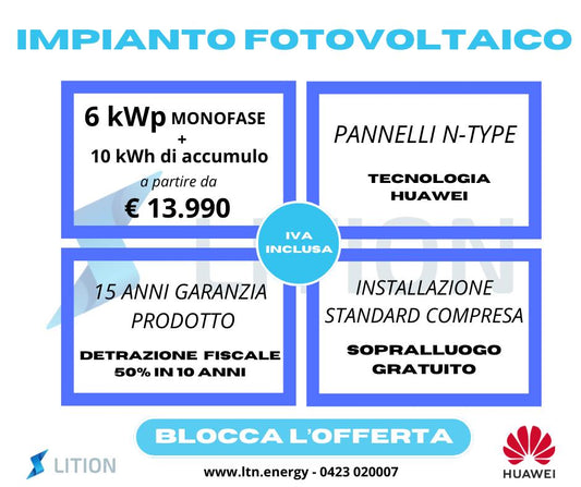 IMPIANTO FOTOVOLTAICO 6,58kW + 10kWh HUAWEI RESIDENZIALE